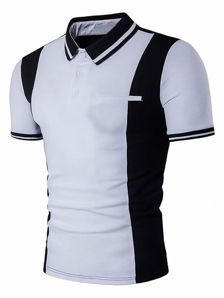 

men colorblock striped trim polo shirt 64fn#, White;black