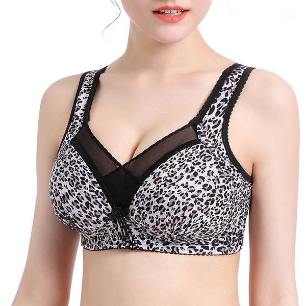 

2019 mesh leopard print bra crop big size underwear for women brassiere wireless bra plus size bralebras girl1, Red;black