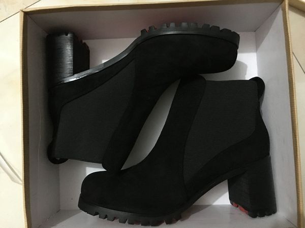 

luxury fashion designer ankle boots lug sole martin boots women's red bottom boot chunky heels fashion women martin boots eu35-43, Black