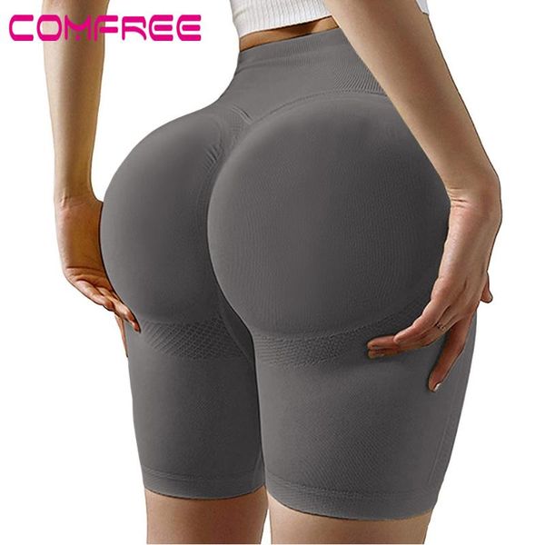 

yoga shorts ruched buscrunch sport shorts women gym leggings high waist workout fitness tummy control running tights, White;red