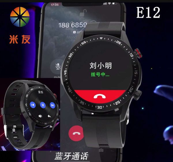 

miyou e12 watch heart rate prsure blood oxygen double bluetooth smart call playing music l13jk
