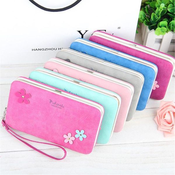 

fashion women's flowers purse handbag female card holders cellphone pocket wallet women pu leather money bag clutch wallets1, Red;black