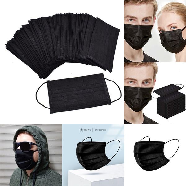 

pm2.5 nonwoven 3 ply black face disposable mouth masks respirator protection fabric dust mask hope12 d25a