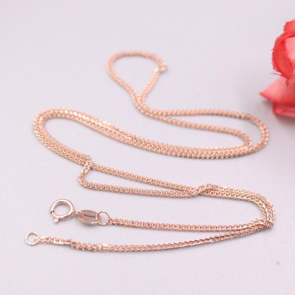 

chains real 18k rose gold necklace women luck wheat chain 17.7inch 1mmw 2.5-3g, Silver