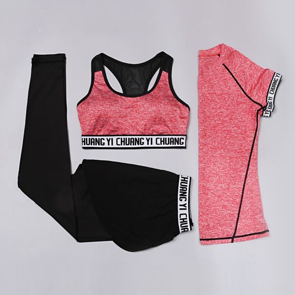 

9gfe4 new summer breathable quick-drying yoga women three-piece set short sleeve sports bra for running underwear fitness suit loose suit ns, Gray