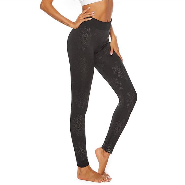 

women legging plus size workout fitness leggings femme vintage print high waist leggings athletic pants trousers 2020, Black
