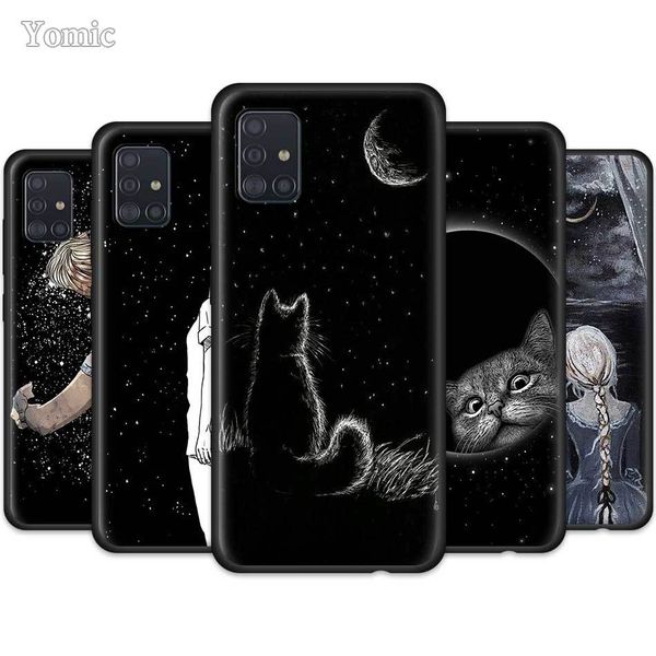 

для samsung galaxy a51 a50 a71 a70 a42 a10 a30 a40 a20e a31 a41 a01 a21s мягкий телефон дела посмотрите starry sky tpu черная крышка