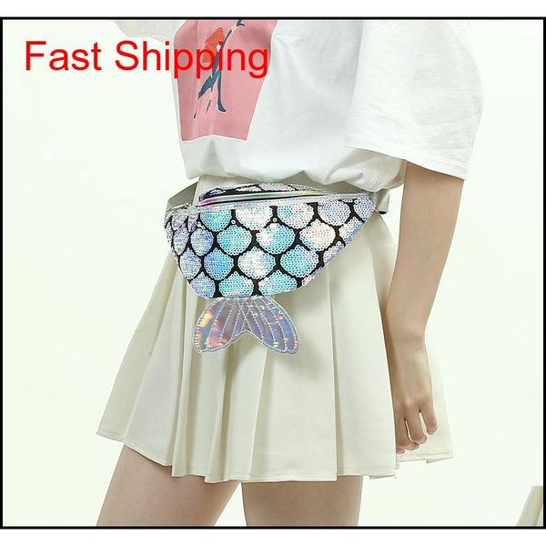 

wh 4 styles mermaid tail waist bag fish tail shaped belt waist pack glitter beach fashion kids lady pack coin phon qylxoa bdehome, Silver