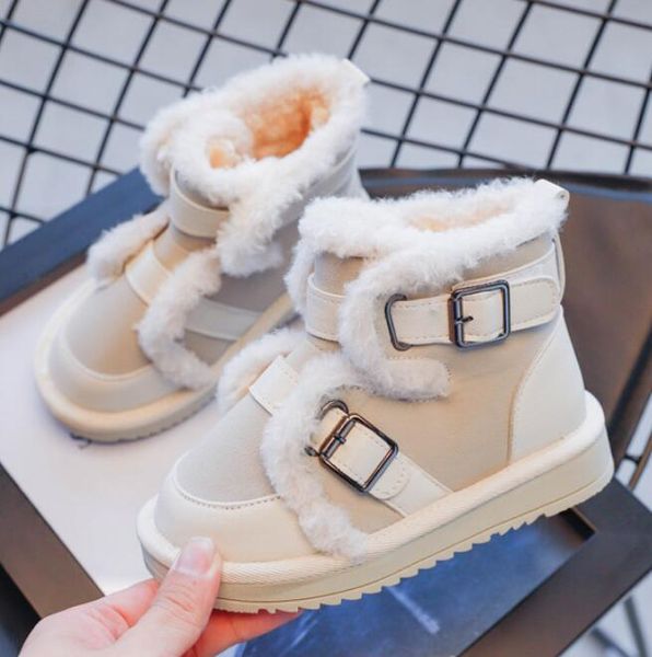 

2020 autumn&winter boys girls martin baby leather short plush children fashion sport shoes ankle snow boots, Black;red