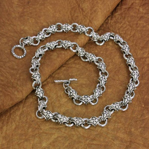 

925 sterling silver cross necklace mens biker rock punk link chain ta226n