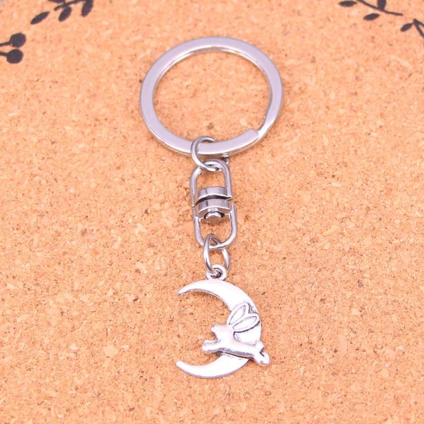 Keychain de moda 20*15mm Lua correndo pingentes de coelho Diy Jewelry Car Chain -Chain Ring Setenting para presente