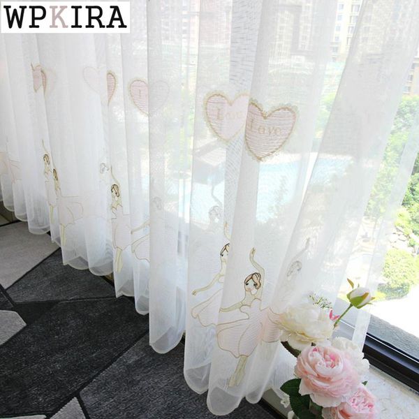 

curtain sweet princess for girls room bedroom love ballet dance pattern sheer curtain mesh fabric voile tulle drape s531#40