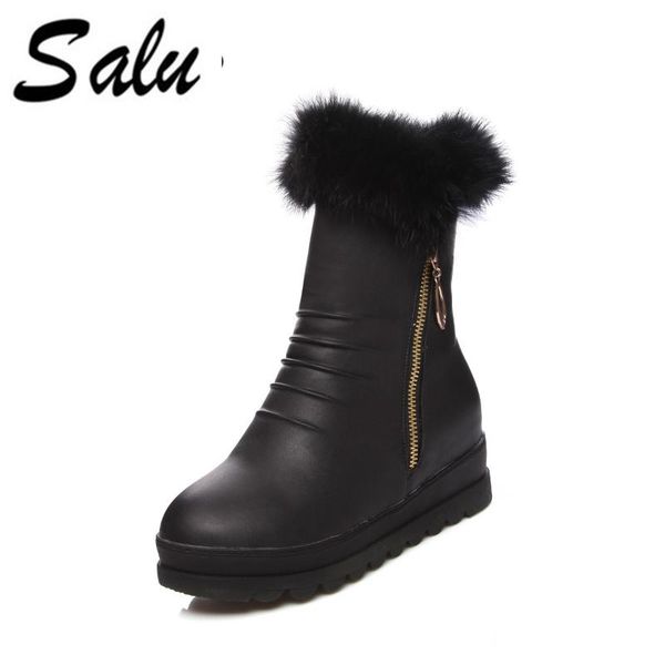 

salu 2020 new arrive mid calf boots punk fashion boots extreme high heels snow women waterproof big size 11 12, Black