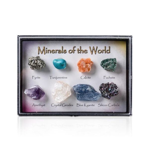 

8pcs/box natural raw specimen stone quartz crystal pyrite geode for education at home collection 8pcs/box jllrld, Black