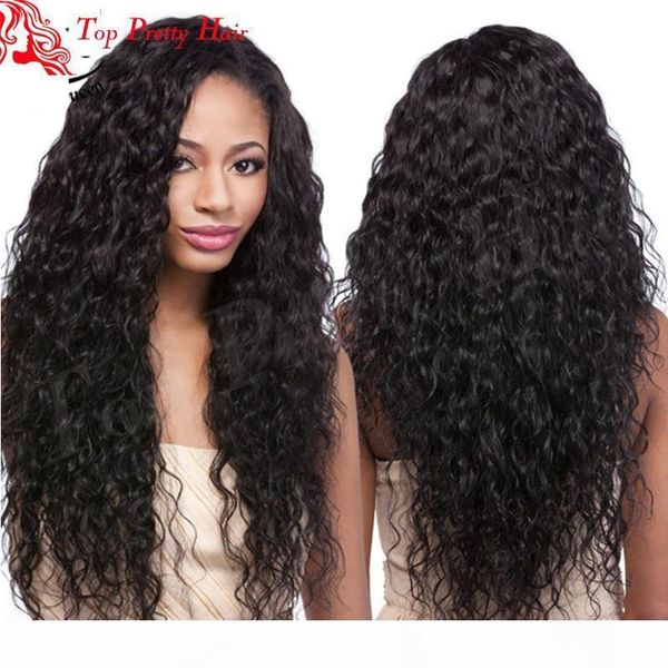 

virgin malaysian curly lace front wig color black long glueless lacefront wigs human hair full lace curly wigs baby hair bleached knots, Black;brown