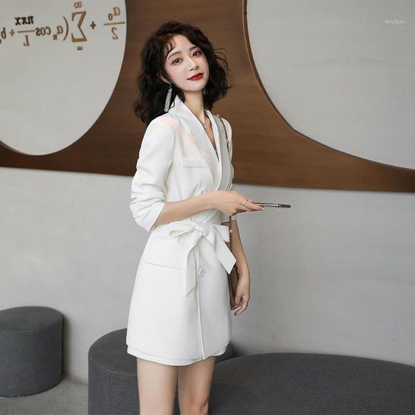 

small suit suit women's wear spring 2020 new korean fashion girl's sister dress two-piece short1, White;black