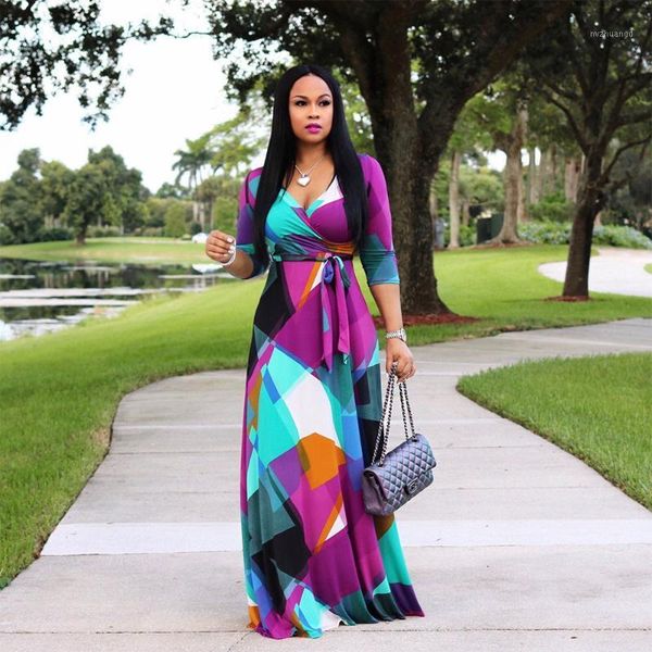 

chocomist dress casual v neck sashes design maxi dress g40851, Black;gray