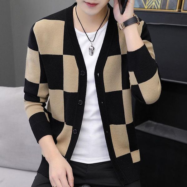 

sweater men cardigan 2020 autumn and winter new men's knitting sweater youth korean fashion1, White;black