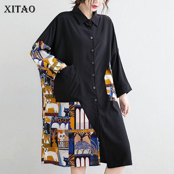 

xitao vintage pattern blouse fashion new women single breast pocket patchwork pocket 2020 autumn pleated loose shirt zyq42701, White