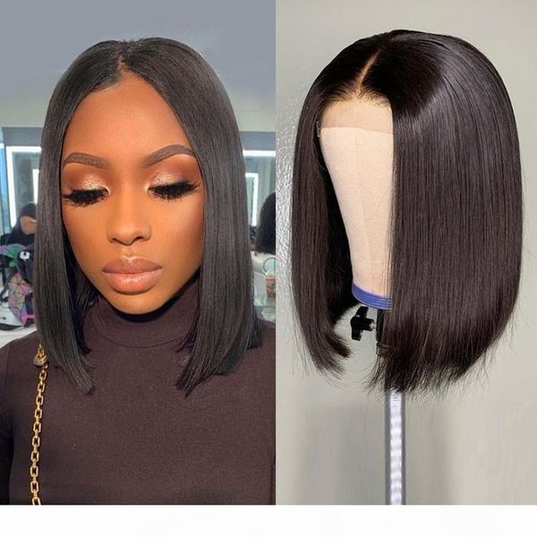 

straight short brazilian bob lace front wigs, Black