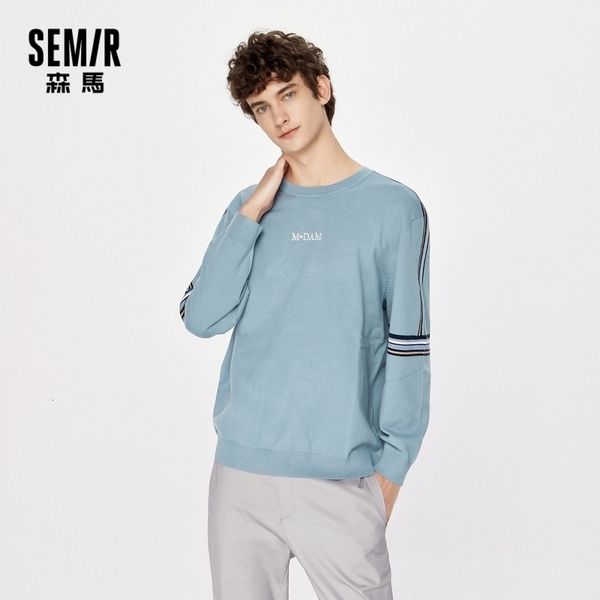 

semir men winter new letter embroidery contrast color fashion sweater man