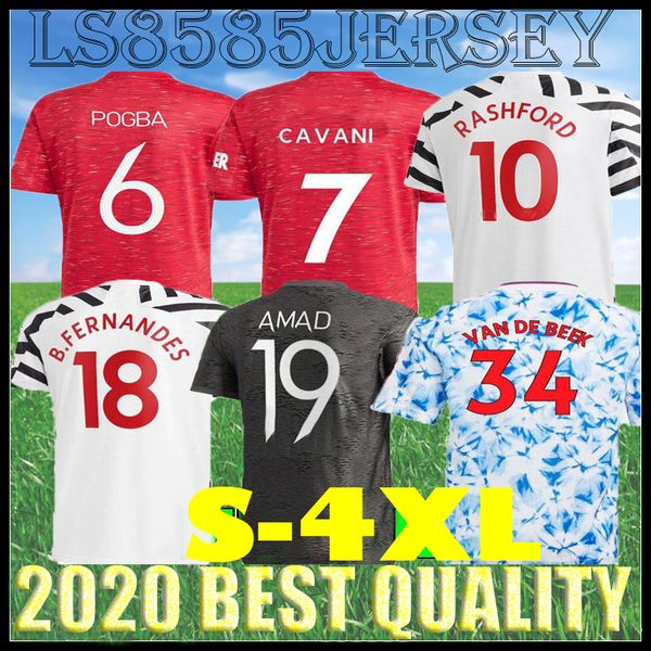 

s-4xl 2020 2021 man cavani van de beek b. fernandes pogba soccer jerseys humanrace football shirts utd 20 21 uniforms men thai quality, Black