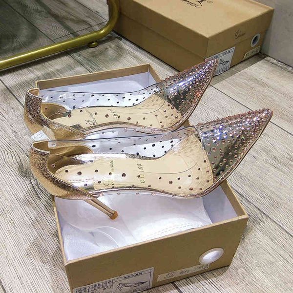 

fashion lady pvc clear crystal pointy toe stiletto stripper heels shoes bridal wedding 10cm 8cm casual designer, Black
