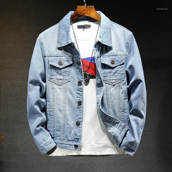 

autumn new solid color denim jacket male 2019 spring new light blue denim clothing men's large size trend slim men jacket1, Black;brown