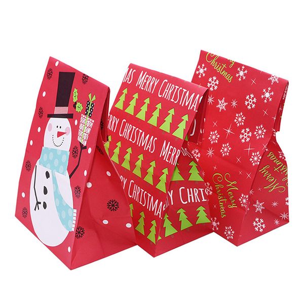 

5pcs snowflake merry paper snowman food cookie christmas packing bag birthday party favor new year gift bags