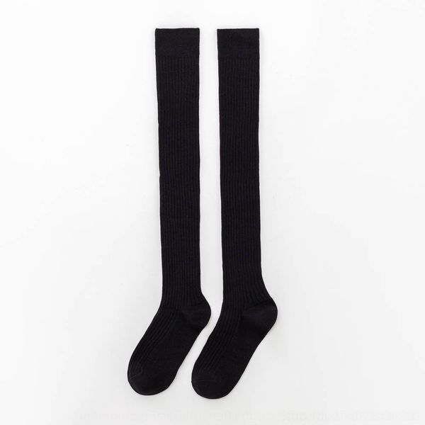 

nrxoz двойная игла сплошной цвет вертикальные полосы бедренной кости колена хлопок осень зима и мори высокого срезанные носки женские хлопко, Black