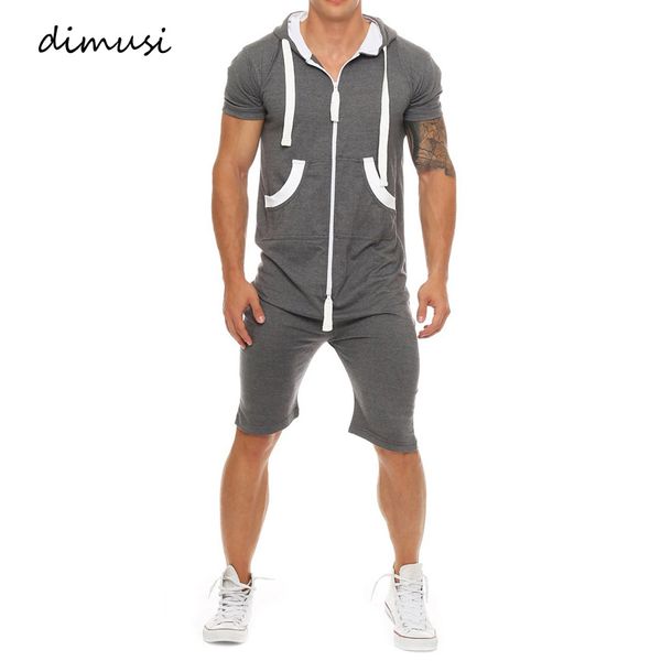 

summer men's jumpsuits casual mens short sleeve zippers hoodies sweatshirt male one-piece overalls hombre kg-337, Gray
