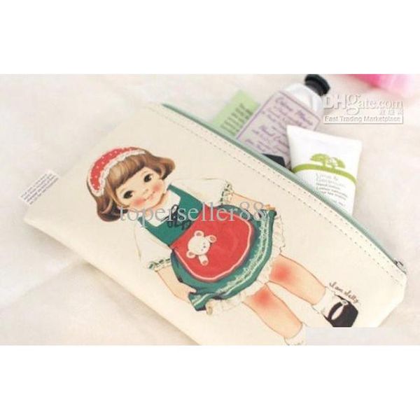 

10pcs cartoon paper doll leather pencil case pu pencil bag smart pouch functional pocket korea style ijblh