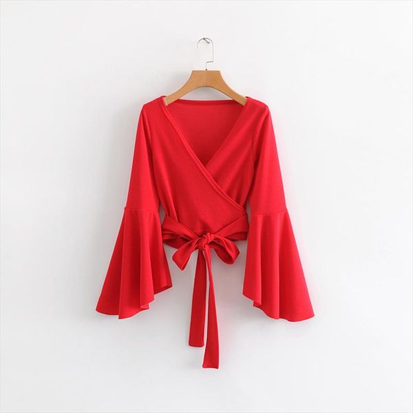 

womens clothing ff35 558 european and american fashion big trumpet sleeve blouse drop shipping, White