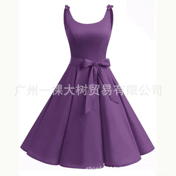 

cotton dress solid hepburn party color sleeveless, Black;gray