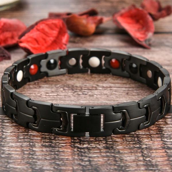 

factory0gggin 1 energy magnetic for men health 4 bracelet femme black stainless steel 12mm chain link mens bracelets ban