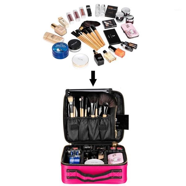

cosmetic bags & cases [us-w]professional rose redhigh-capacity multilayer portable travel makeup bag strap easy to clean1908123141