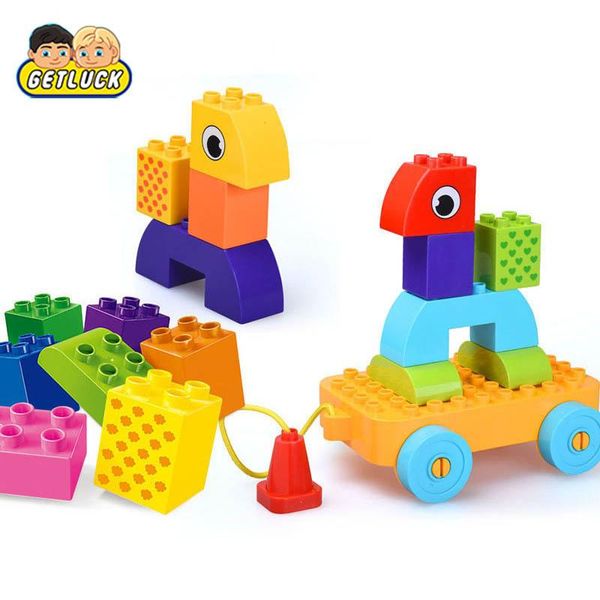 

leduo большой блок getluck 1020 большой размер fun trailer big building blocks 15pcs модель diy кирпичи детские игрушки совместимость с yxlb