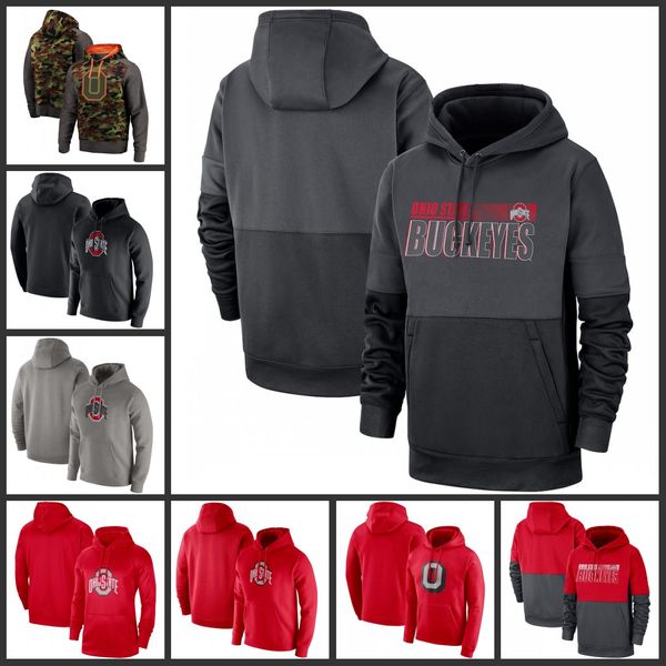 

ohio state buckeyes sweatshirts olive recon gray navy victory sideline therma-fit performance club fleece pullover hoodies, Black