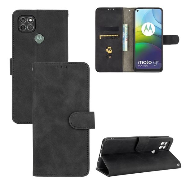 

for motorola moto g9 power solid color skin feel magnetic buckle horizontal flip calf texture pu leather case with holder card slots wall