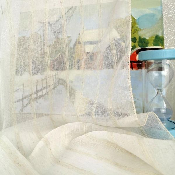 

curtain & drapes modern natural linen stripe sheer tulle voile window treatment fabric grommet curtains for livingroom bedroom kitchen