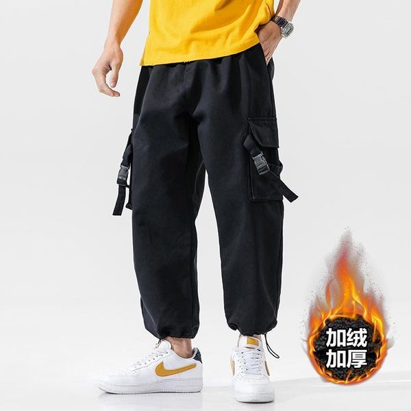 

2020 harem pants men japan cotton winter warm fleece casual streetwear loose sweatpants male men joggers long track pants1, Black