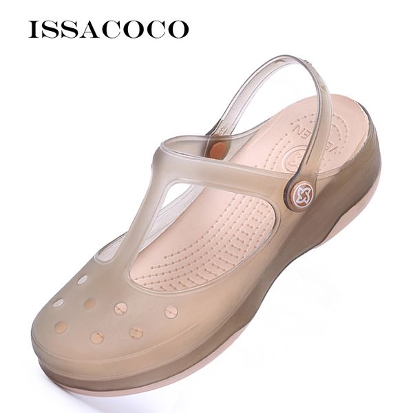 

women hole jelly casual garden water waterproof shoes flat beach rubber clogs sandals crocse shoe 1018, Black