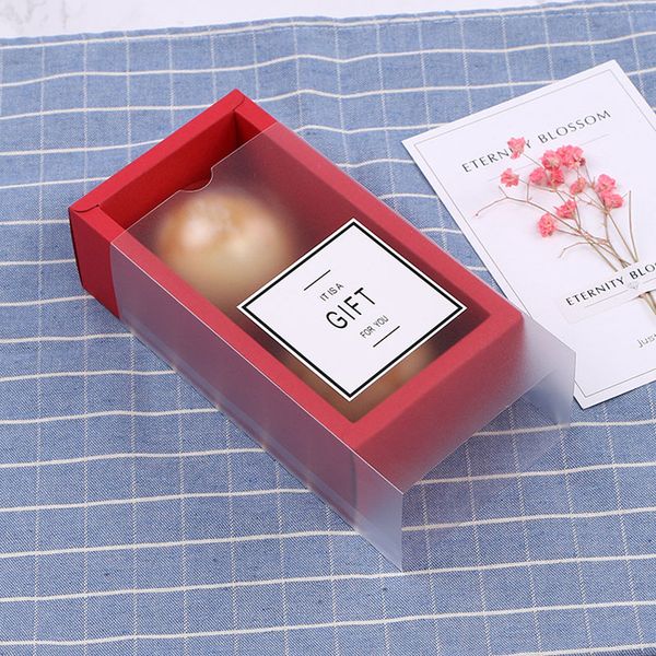 

red paper with pvc window cookies cake candy boxes favor boxes for party guests