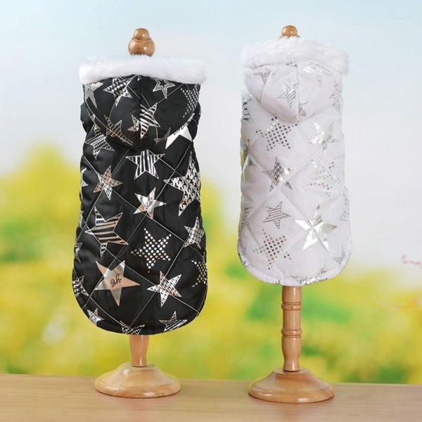 

dog apparel winter clothes pet sliver stars printed coat for small dogs warm down jacket hoodies clothing yorkies puppy chihuahua #1