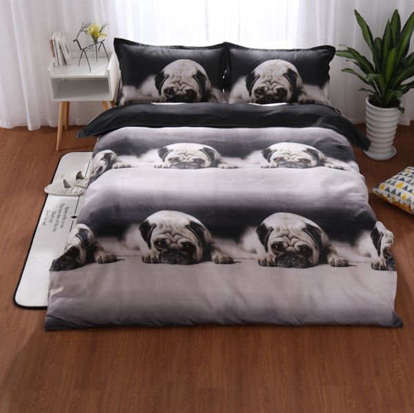 

3d dog printed 2/3pcs bedding set duvet cover set polyester cute bed linens twin queen king size printing quilt cover
