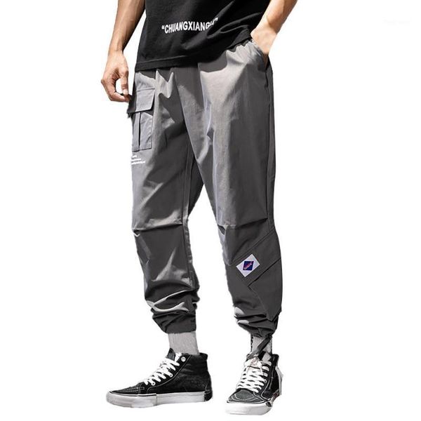 

hip hop cargo pants men joggers pants streetwear men trousers 2020 fashion mens elastic waist pant1, Black