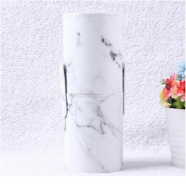 

1pc travel pu marbling makeup brushes pen holder brushes storage cosmetic makeup brush case box organizer make up tools jllfjj