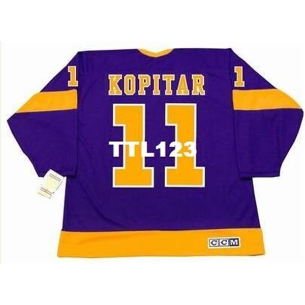 

421 #11 anze kopitar los angeles kings vintage home hockey jersey or custom any name or number retro jersey, Black