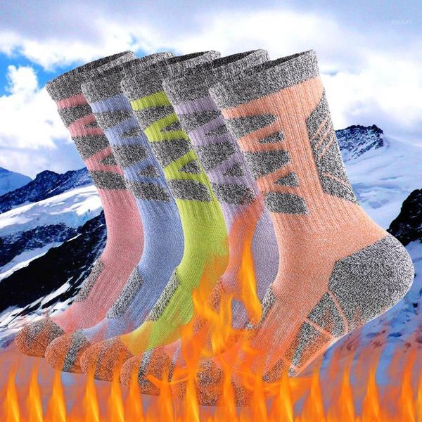 

sports socks 1 pair woman hiking ski outdoor winter warm work boots heat protection women1, Black