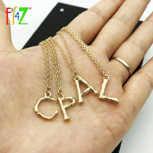 

pendant necklaces f.j4z mini letter designer a-z 26 letters short initial collares jewelry, Silver